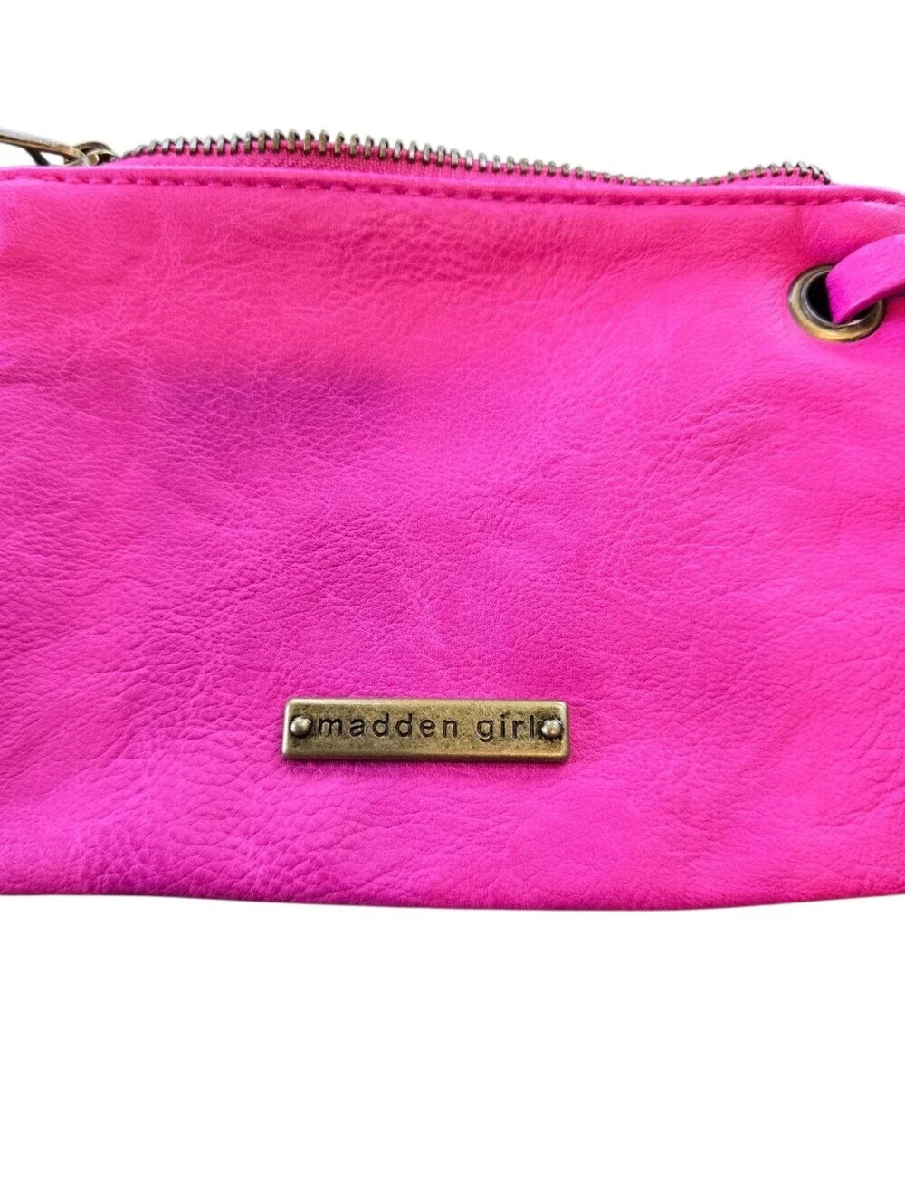 Madden Girl Fushia Pink Faux Leather Zip Wristlet